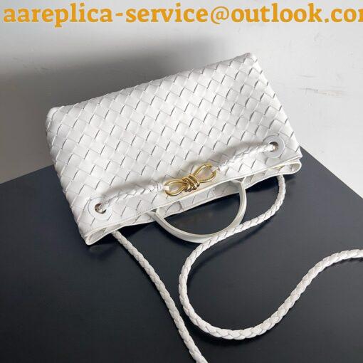 Replica Bottega Veneta Andiamo Small East/West Bag in White Intrecciato Lambskin 9