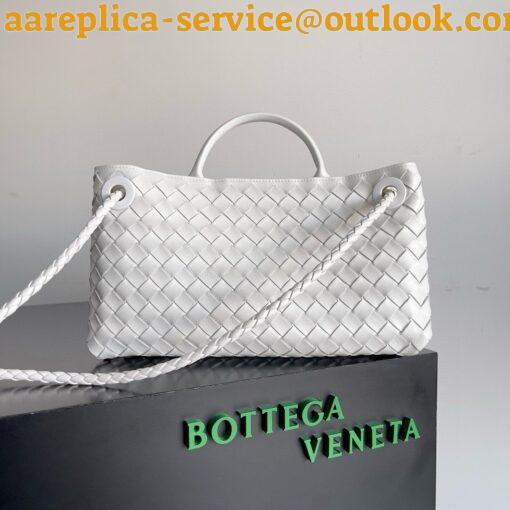 Replica Bottega Veneta Andiamo Small East/West Bag in White Intrecciato Lambskin 10