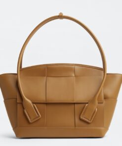 Replica Bottega Veneta Arco Medium Bag In Caramel Intrecciato Calfskin