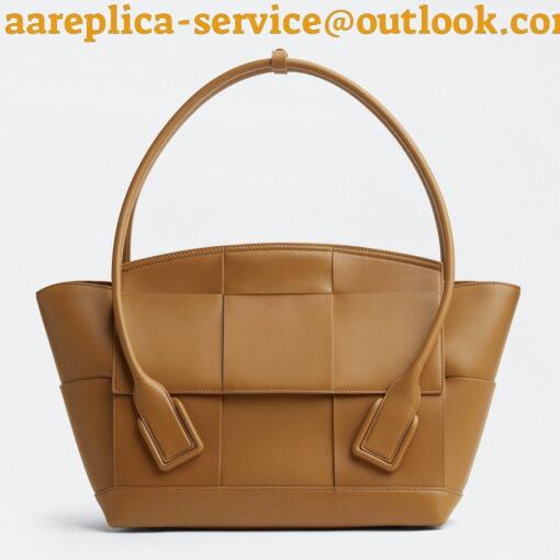 Replica Bottega Veneta Arco Medium Bag In Caramel Intrecciato Calfskin