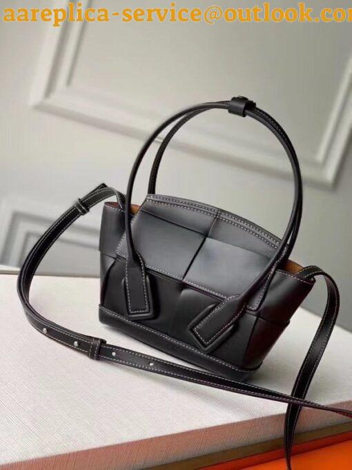 Replica Bottega Veneta Arco Mini Bag In Black Intrecciato Calfskin