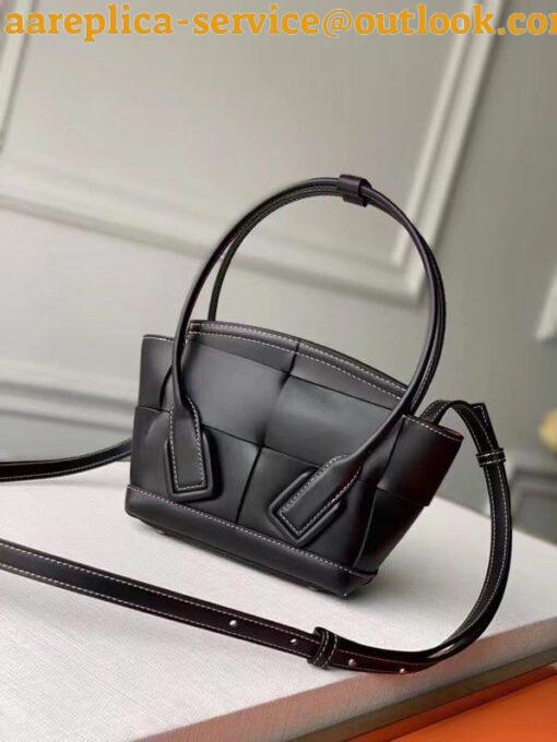 Replica Bottega Veneta Arco Mini Bag In Black Intrecciato Calfskin 4