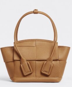 Replica Bottega Veneta Arco Mini Bag In Caramel Grained Leather