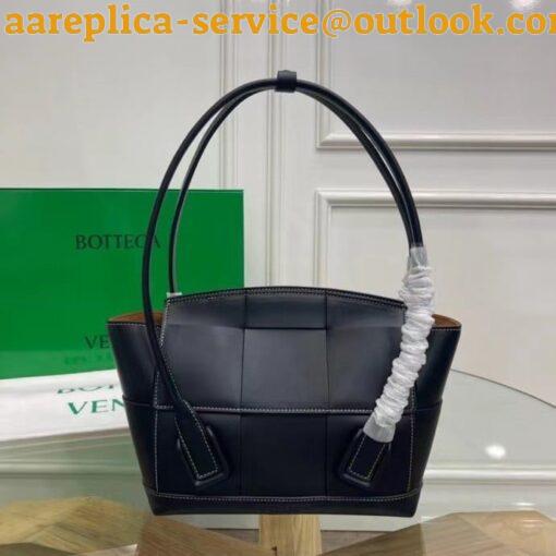 Replica Bottega Veneta Arco Small Bag In Black Intrecciato Calfskin 3