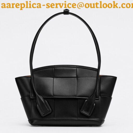 Replica Bottega Veneta Arco Small Bag In Black Intrecciato Calfskin 9