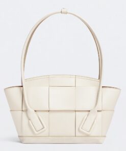 Replica Bottega Veneta Arco Small Bag In White Intrecciato Calfskin