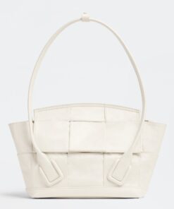 Replica Bottega Veneta Arco Small Bag In White Intrecciato Leather