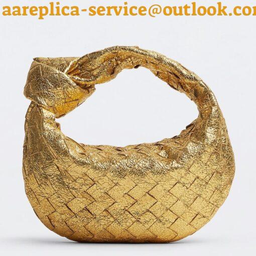 Replica Bottega Veneta BV Jodie Mini Bag In Gold Metallic Intrecciato Leather 11