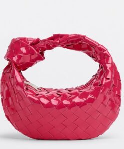 Replica Bottega Veneta BV Jodie Mini Bag In Red Intrecciato Patent Leather