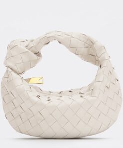 Replica Bottega Veneta BV Jodie Mini Bag In White Intrecciato Lambskin