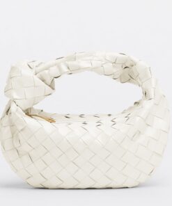 Replica Bottega Veneta BV Jodie Mini Bag In White Intrecciato Patent Leather