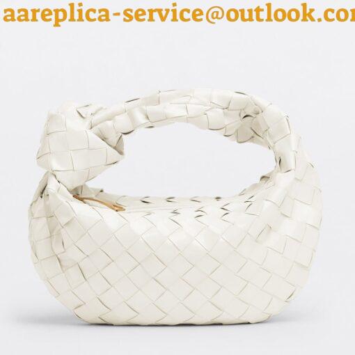 Replica Bottega Veneta BV Jodie Mini Bag In White Intrecciato Patent Leather