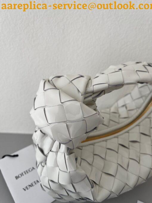 Replica Bottega Veneta BV Jodie Mini Bag In White Intrecciato Patent Leather 10