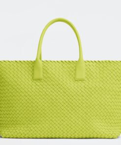 Replica Bottega Veneta Cabat Large Bag In Acid Kiwi Intrecciato Lambskin