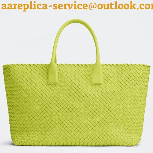 Replica Bottega Veneta Cabat Large Bag In Acid Kiwi Intrecciato Lambskin