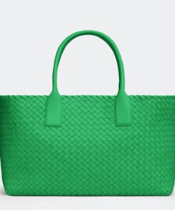 Replica Bottega Veneta Cabat Medium Bag In Green Intrecciato Lambskin