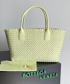 Replica Bottega Veneta Cabat Medium Bag In Lemon Intrecciato Lambskin 2