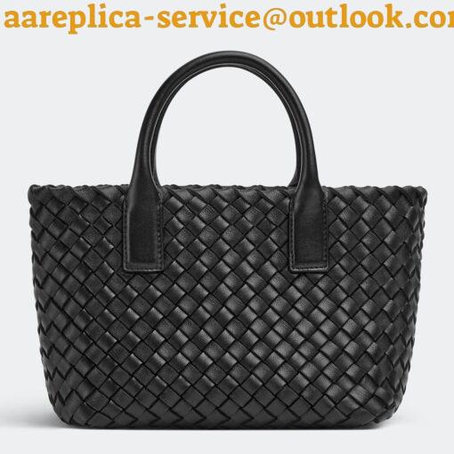 Replica Bottega Veneta Cabat Mini Bag In Black Intrecciato Lambskin