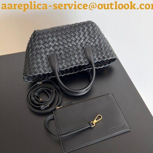 Replica Bottega Veneta Cabat Mini Bag In Black Intrecciato Lambskin 4