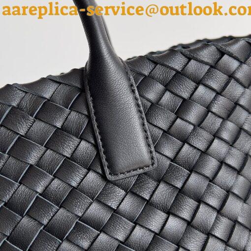 Replica Bottega Veneta Cabat Mini Bag In Black Intrecciato Lambskin 5