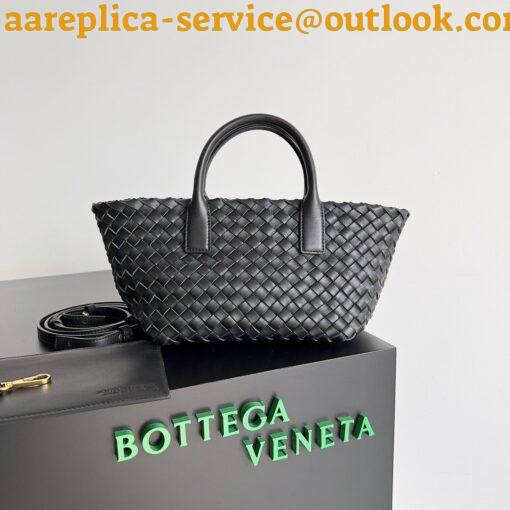 Replica Bottega Veneta Cabat Mini Bag In Black Intrecciato Lambskin 8