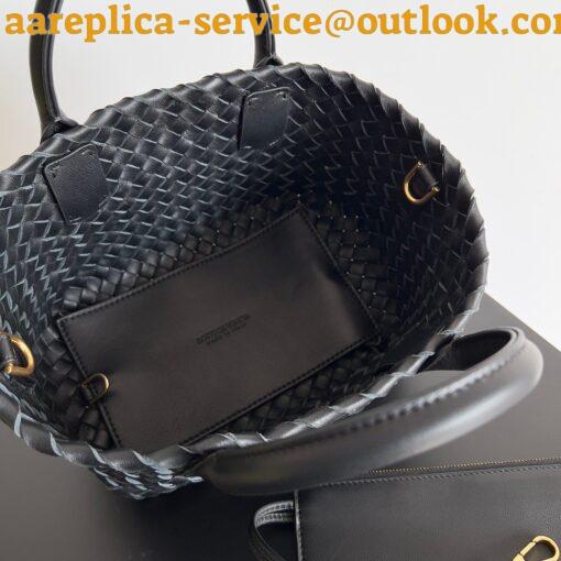 Replica Bottega Veneta Cabat Mini Bag In Black Intrecciato Lambskin 10