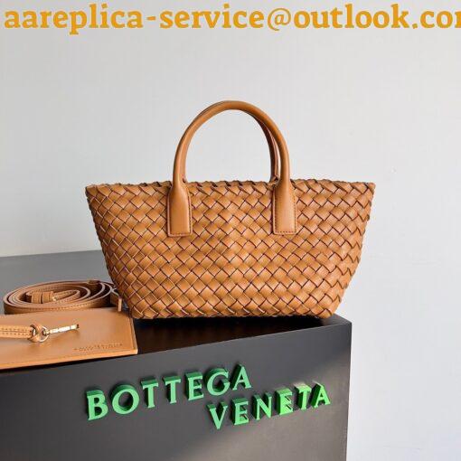 Replica Bottega Veneta Cabat Mini Bag In Caramel Intrecciato Lambskin 3