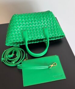 Replica Bottega Veneta Cabat Mini Bag In Green Intrecciato Lambskin 2