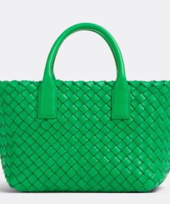 Replica Bottega Veneta Cabat Mini Bag In Green Intrecciato Lambskin