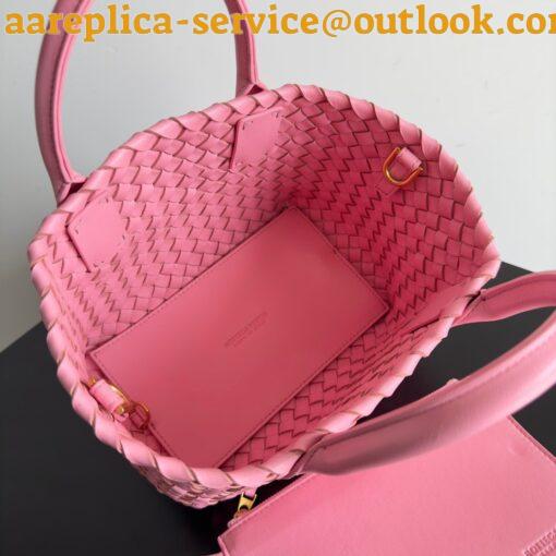 Replica Bottega Veneta Cabat Mini Bag In Pink Intrecciato Lambskin 8