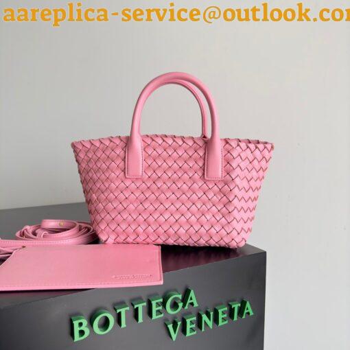 Replica Bottega Veneta Cabat Mini Bag In Pink Intrecciato Lambskin 10