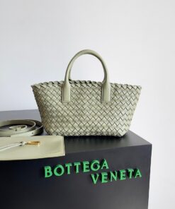 Replica Bottega Veneta Cabat Mini Bag In Travertine Intrecciato Lambskin