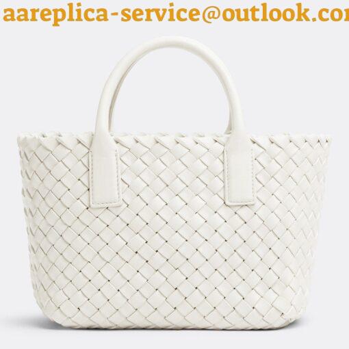 Replica Bottega Veneta Cabat Mini Bag In White Intrecciato Lambskin