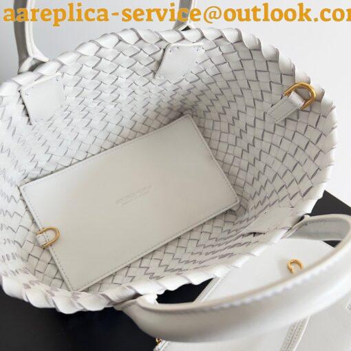 Replica Bottega Veneta Cabat Mini Bag In White Intrecciato Lambskin 11