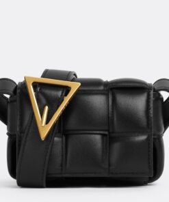 Replica Bottega Veneta Candy Padded Cassette Bag In Black Lambskin