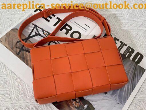 Replica Bottega Veneta Cassette Bag In Orange Intreccio Lambskin 3