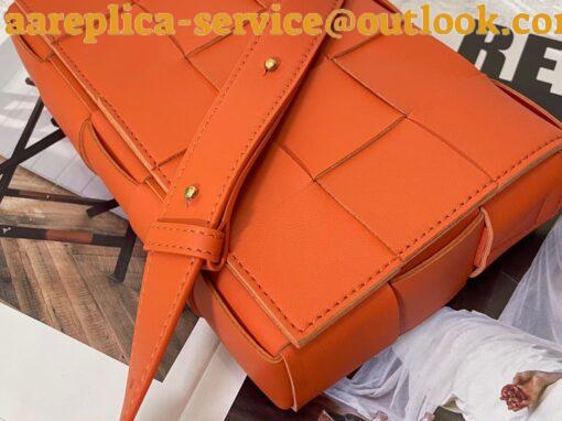 Replica Bottega Veneta Cassette Bag In Orange Intreccio Lambskin 4