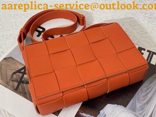 Replica Bottega Veneta Cassette Bag In Orange Intreccio Lambskin 5