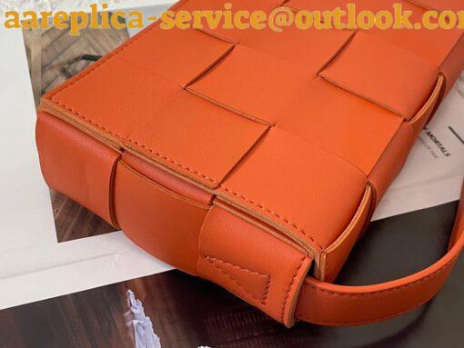 Replica Bottega Veneta Cassette Bag In Orange Intreccio Lambskin 10