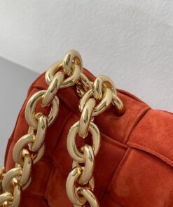 Replica Bottega Veneta Chain Cassette Bag In Maple Intrecciato Suede Calfskin 2