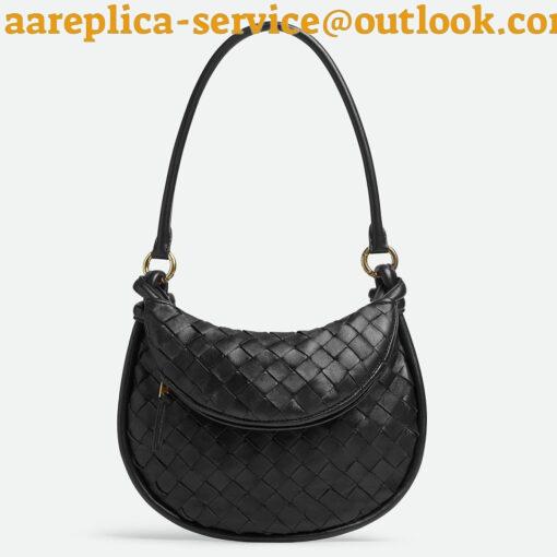 Replica Bottega Veneta Gemelli Small Bag in Black Intrecciato Lambskin 12