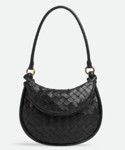 Replica Bottega Veneta Gemelli Small Bag in Black Intrecciato Lambskin 2