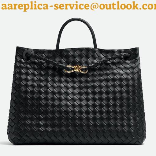 Replica Bottega Veneta Large Andiamo bag In Black Intrecciato Lambskin