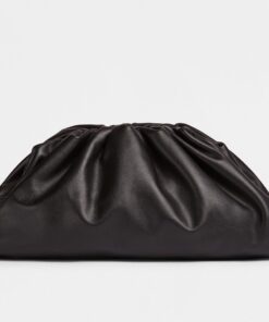 Replica Bottega Veneta Large Pouch Clutch Bag In Black Calfskin