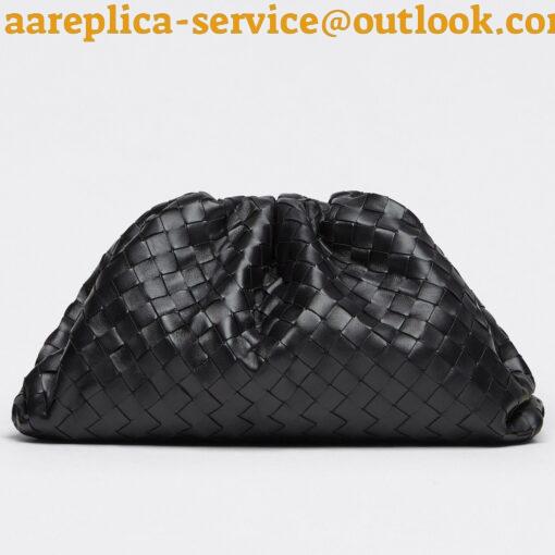 Replica Bottega Veneta Large Pouch Clutch Bag In Black Intrecciato Lambskin