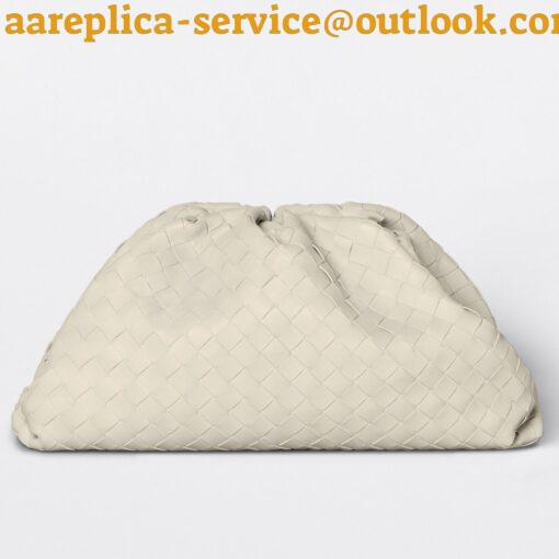 Replica Bottega Veneta Large Pouch Clutch Bag In White Intrecciato Lambskin