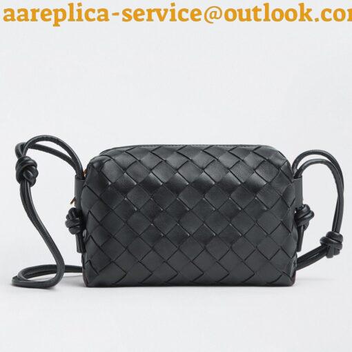 Replica Bottega Veneta Loop Mini Bag In Black Intrecciato Lambskin