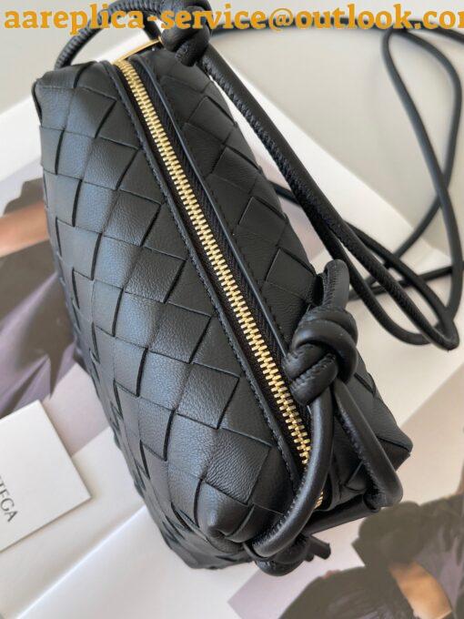 Replica Bottega Veneta Loop Mini Bag In Black Intrecciato Lambskin 9