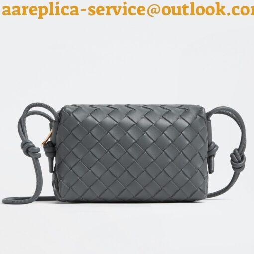 Replica Bottega Veneta Loop Mini Bag In Grey Intrecciato Lambskin