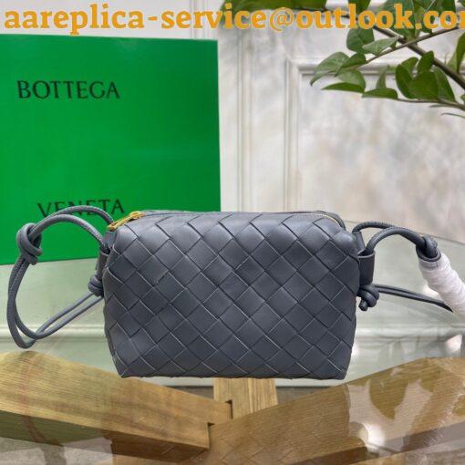 Replica Bottega Veneta Loop Mini Bag In Grey Intrecciato Lambskin 3